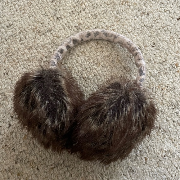 Accessories Fluffy Leopard Print Brown Faux Fur Earmuffs For Snow Or